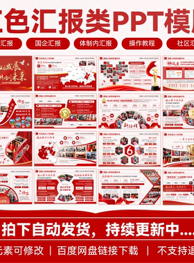 【100页】红色高端职场汇报国企单位图文排版工作汇报PPT模板静态