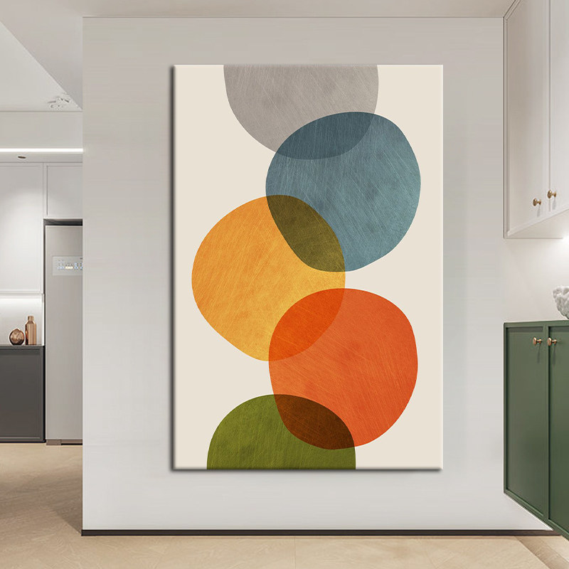 YE手绘油画立体肌理卧室餐厅装饰画极简现代抽象多彩色块客厅挂画