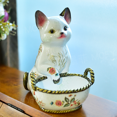 招财猫咪钥匙收纳玄关摆件装饰品