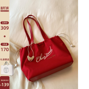 南风Chio2nd 气日记托特包包女大容量红色帆布包通勤手提单肩包 元