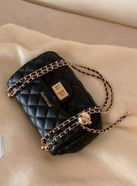 南风Chio2nd 浪漫邂逅小方包包女黑色菱格包高级感链条单肩斜挎包