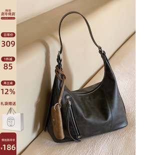 南风Chio2nd 冬日序章托特包包女大容量黑色hobo包松弛单肩斜挎包