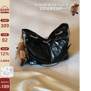 南风Chio2nd 柏林新梦托特包包女款时尚大气通勤菱格黑色单肩大包