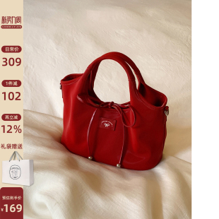 南风Chio2nd 店主自研春夏丝光料托特包包女红色手提包单肩斜挎包