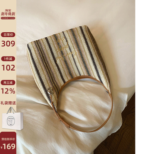 南风Chio2nd 斑斓公园托特包包女2025复古条纹针织手提包单肩大包