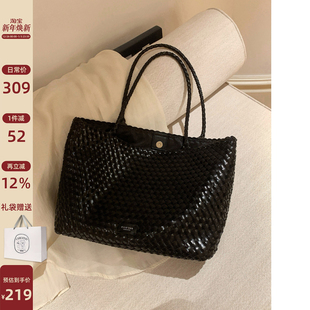 南风Chio2nd 静夜维港托特包包女士通勤黑色编织包大容量单肩包