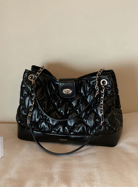 南风Chio2nd 黑天鹅托特包包女款菱格褶皱通勤大包手提单肩斜挎包