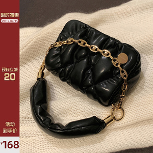 南风Chio2nd 黑巧泡芙手提菠萝包2023新款小众褶皱包女单肩斜挎包