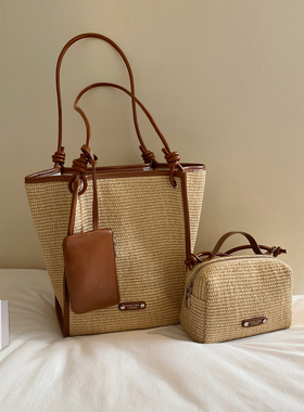 南风Chio2nd 一包三背 里昂假日托特包包女编织包单肩草编子母包