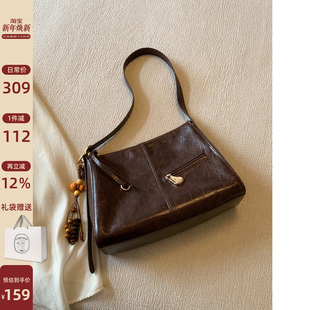 南风Chio2nd 秋枫絮语托特包包女做旧纹理复古通勤大包单肩斜挎包