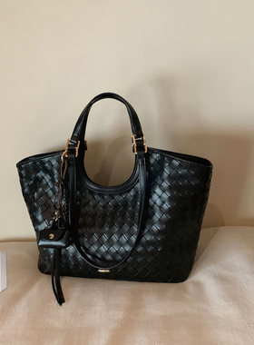 南风Chio2nd 初冬织梦托特包包女款秋冬黑色编织包手提单肩通勤包