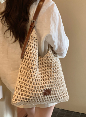 南风Chio2nd 牛皮+蜜蜡绳高级手工编织包包妈妈款大容量单肩包女