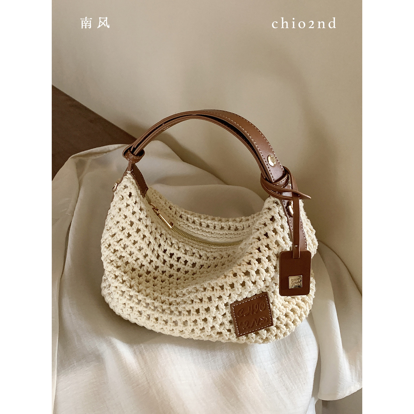 南风Chio2nd 季风托特包包女夏天手提编织包草编沙滩包单肩斜挎包 - 实物图