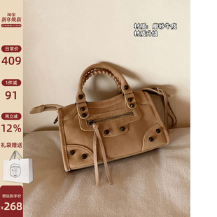 南风Chio2nd 秋冬复古真皮机车包单肩斜挎包 栗子暖咖手提包包女款