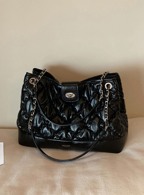 南风Chio2nd 黑天鹅托特包包女款菱格褶皱通勤大包手提单肩斜挎包