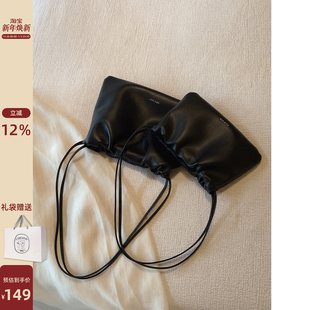 南风Chio2nd 简约小众真皮褶皱单肩包 夜幕港口托特包包女2025新款