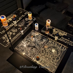 露营igt发光单元 板GZ灯架透明亚克力户外桌便携轻量化二层置物架