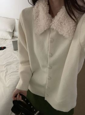 冬季新款羊羔毛PoLo宽松修设计感小众包扣开衫JM12S-88223