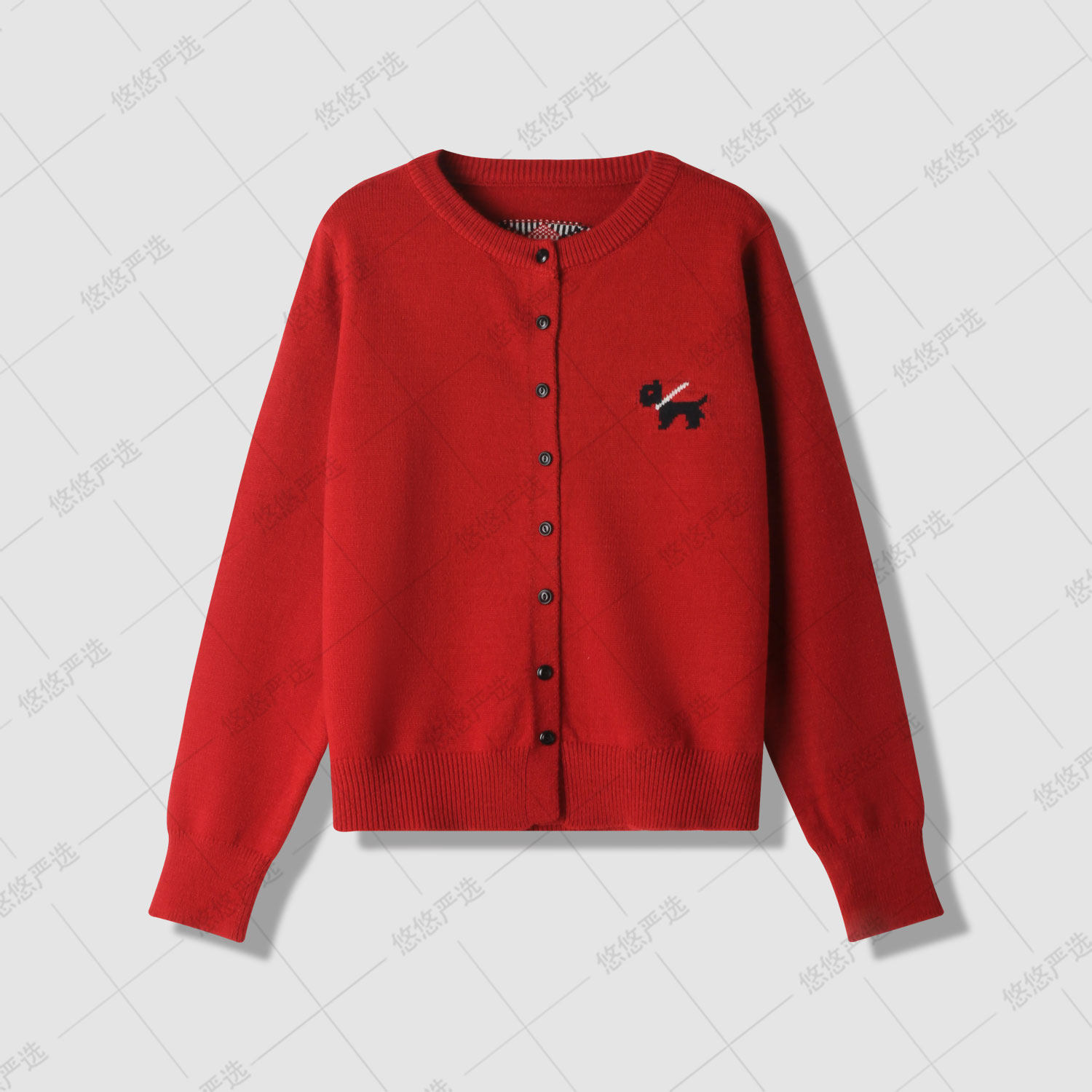 【悠悠粉丝专享】慵懒风圆领小狗刺绣针织开衫 TO12S-7807,女装/女士精品,毛针织衫,淘宝优惠券,粉丝福利购,淘宝优惠卷