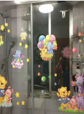 清仓特价幼儿园双面玻璃窗贴画卡通防晒贴纸装饰移门瓷砖墙贴