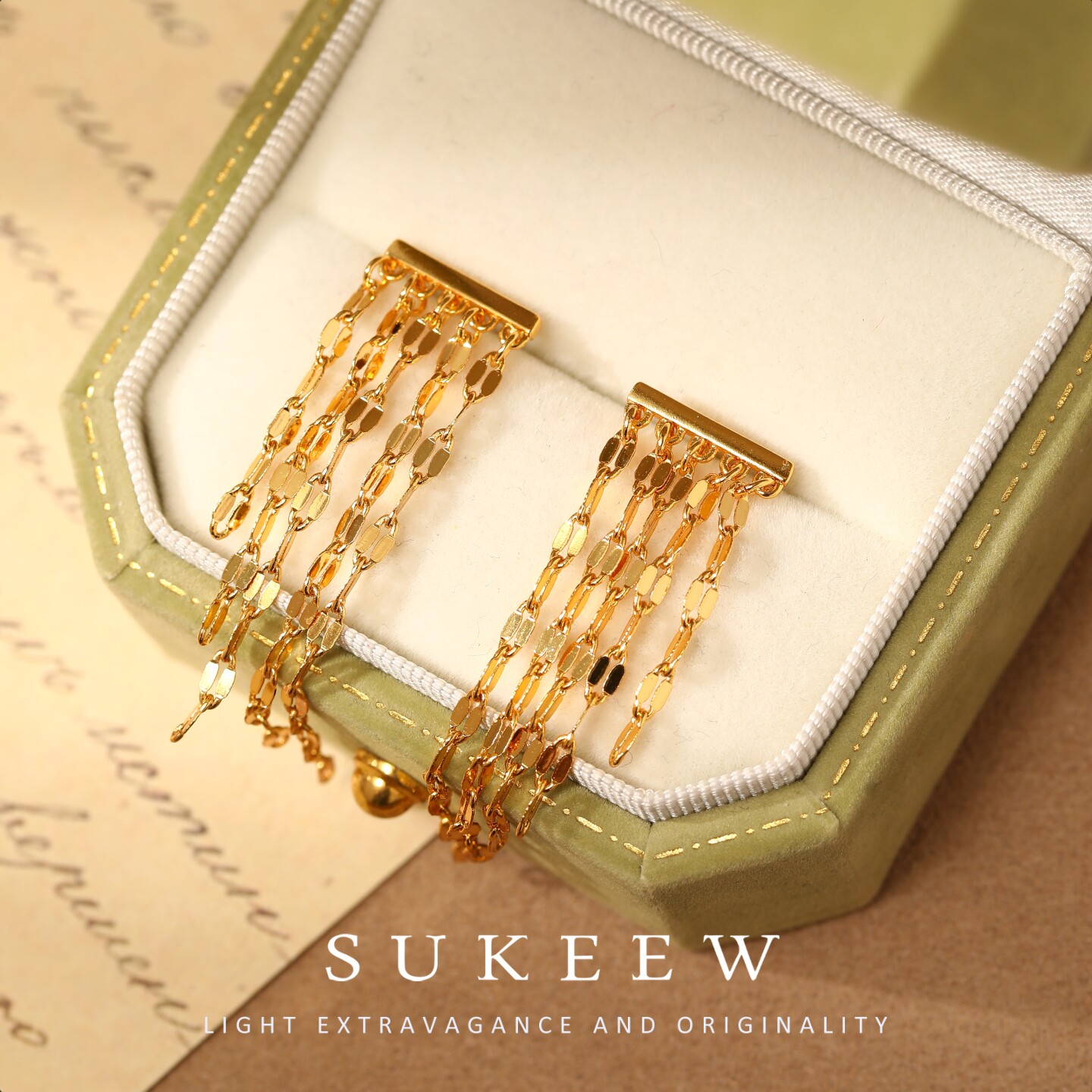 SUKEEW酥可小众流苏闪闪耳环