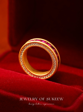 轻奢红方转运气质戒指