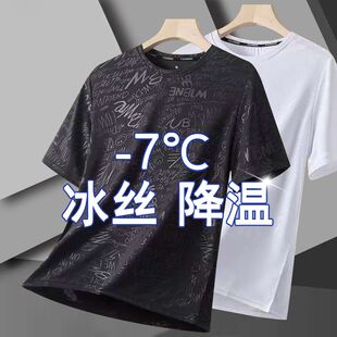 短袖男款T恤薄款夏季韩版潮流弹力宽松圆领上衣冰丝速干打底汗衫