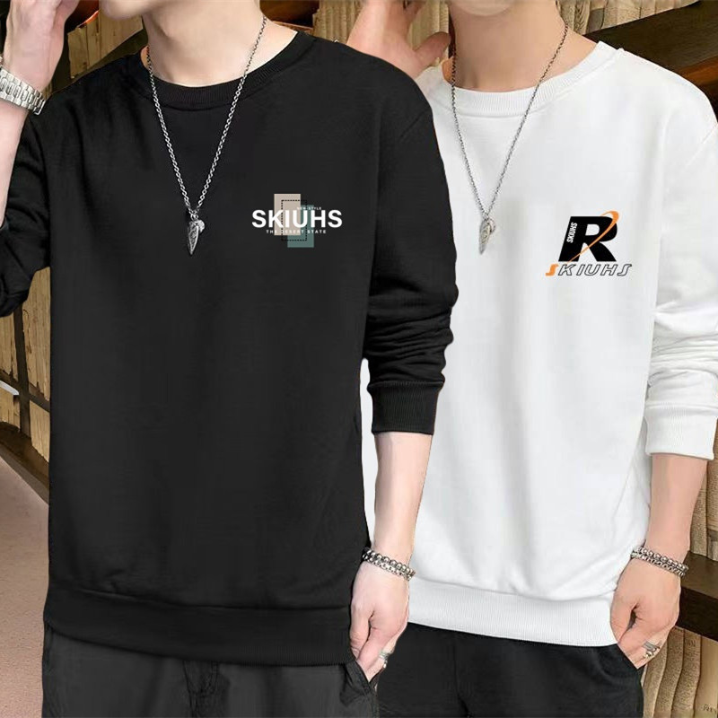 休闲卫衣男潮牌印花春秋款宽松学生打底衫重磅外穿运动上衣服潮流