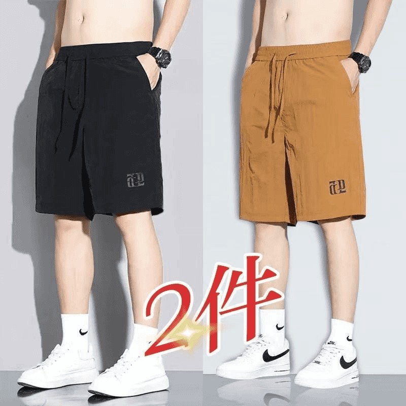 夏季冰丝短裤男薄款速干潮流百搭运动5分中裤子2025新款休闲马裤