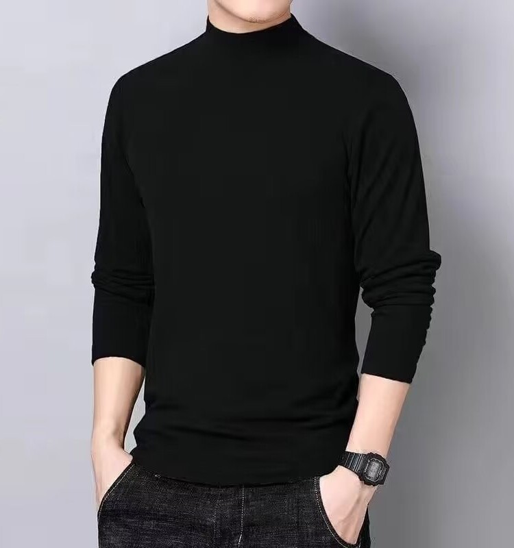양면 독일 벨벳 보온 속옷 겨울 남성용 베이스 레이어 셔츠 하프 터틀넥 슬림 긴팔 티셔츠 트렌디하고 활용도가 높은 가을 의류