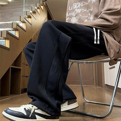 裤子男款韩版潮流春秋冬季加绒保暖宽松大码男生休闲运动长裤直筒