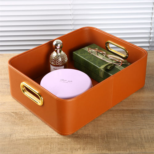 homesup轻奢皮质桌面收纳盒