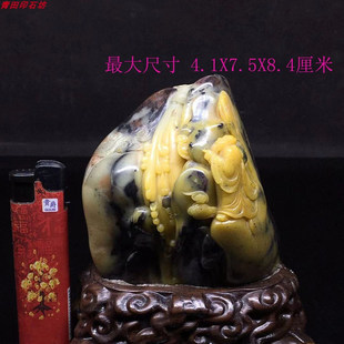 水草原石寿山鸡血四川绿手工精品老青田封门紫檀黄冻冻石雕小摆件
