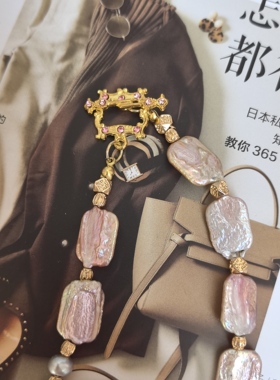 复古即时尚原创设计天然淡水珍珠粉紫色项链甜美时尚轻奢