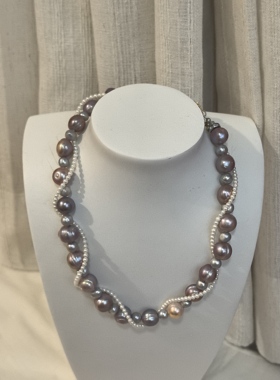 复古即时尚原创设计天然淡水珍珠蕾丝花边项链复古浪漫文艺清新