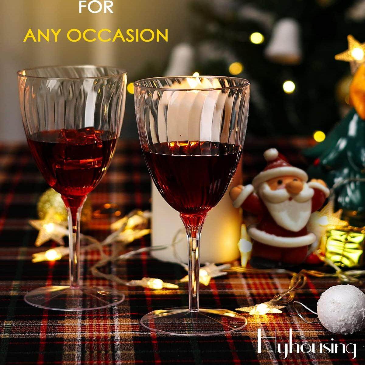 包邮一次性连体高脚杯一体塑料香槟杯红酒杯果汁饮料杯甜品杯贴纸