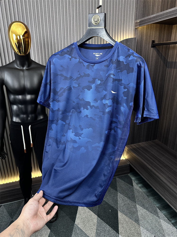 专业机能面料~冰爽四面弹 吸湿排汗工艺 男士户外运动速干短袖T恤