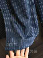 "G quality!" Seamless adhesive series! A classic striped business casual lapel long-sleeved shirt for men in autumn thumbnail 5