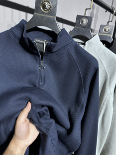 秋冬男士 粗织华夫格 双层复合半开领门襟套头卫衣 木巨800 意奢