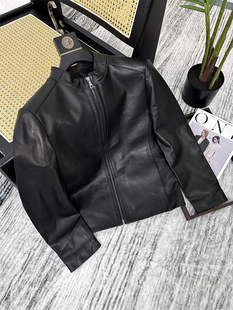 走秀款/线下2000+的牛物~绵羊皮!秋季男士纯色立领时尚皮衣夹克