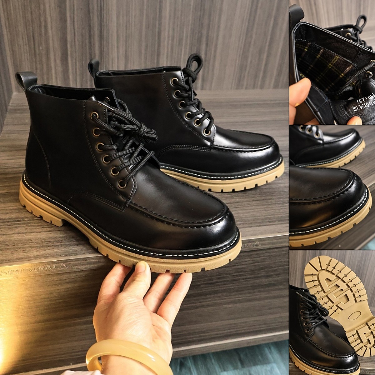 硬汉帅气！品牌尾单！秋冬男士机车风牛皮革英伦风高帮时尚马丁靴,流行男鞋,马丁靴,淘宝优惠券,粉丝福利购,淘宝优惠卷