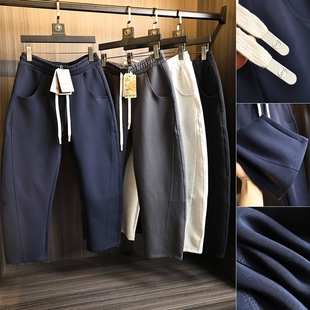 弯刀裁剪显瘦直筒百搭休闲裤 高街痞帅 男士 秋季 潮 五明治空气层