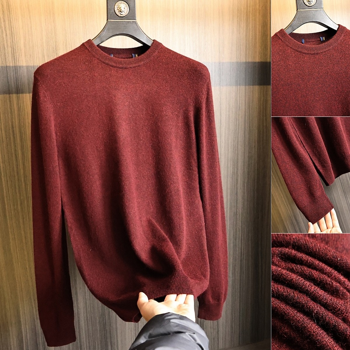 H家！绵羊毛+山羊绒混纺！秋冬酒红色细腻柔软时尚圆领针织衫潮男,男装,针织衫/毛衣,淘宝优惠券,粉丝福利购,淘宝优惠卷