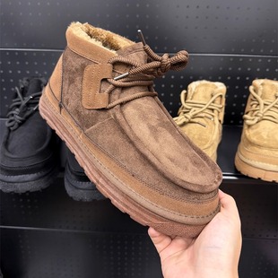 贸易公司整单货!仿皮毛一体!秋冬男士纯色户外抗寒时尚雪地靴潮