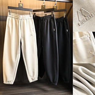 有格调!设计师线!秋季男士立体钢印字母亲肤透气束脚运动休闲裤