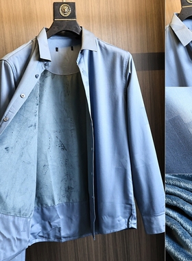 【H家】加厚暖绒！暗纹提花~秋冬加绒加厚商务翻领时尚品牌衬衫男