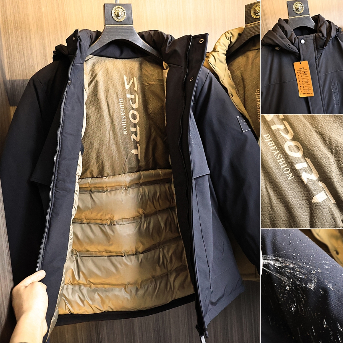 压胶绗缝！防风防水！棉衣外套潮