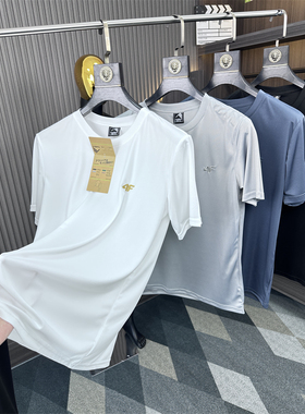 日单~自留！牛奶丝~速干透气！4F刺绣~夏季男士运动快干短袖T恤衫
