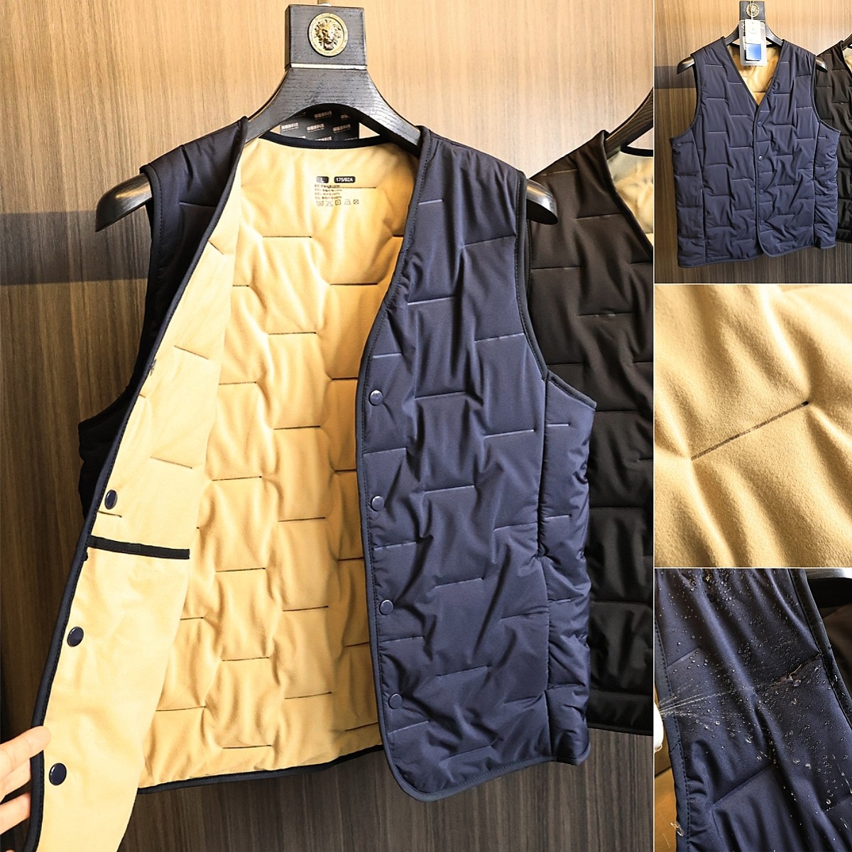 无痕压胶夹棉+磨绒！秋冬男士日系复古v领时尚百搭棉马甲背心外套,男装,常规马甲,淘宝优惠券,粉丝福利购,淘宝优惠卷