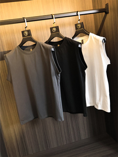 坎肩时尚 高街潮流 纯色圆领无袖 春夏男士 休闲背心潮 打篮球BI入